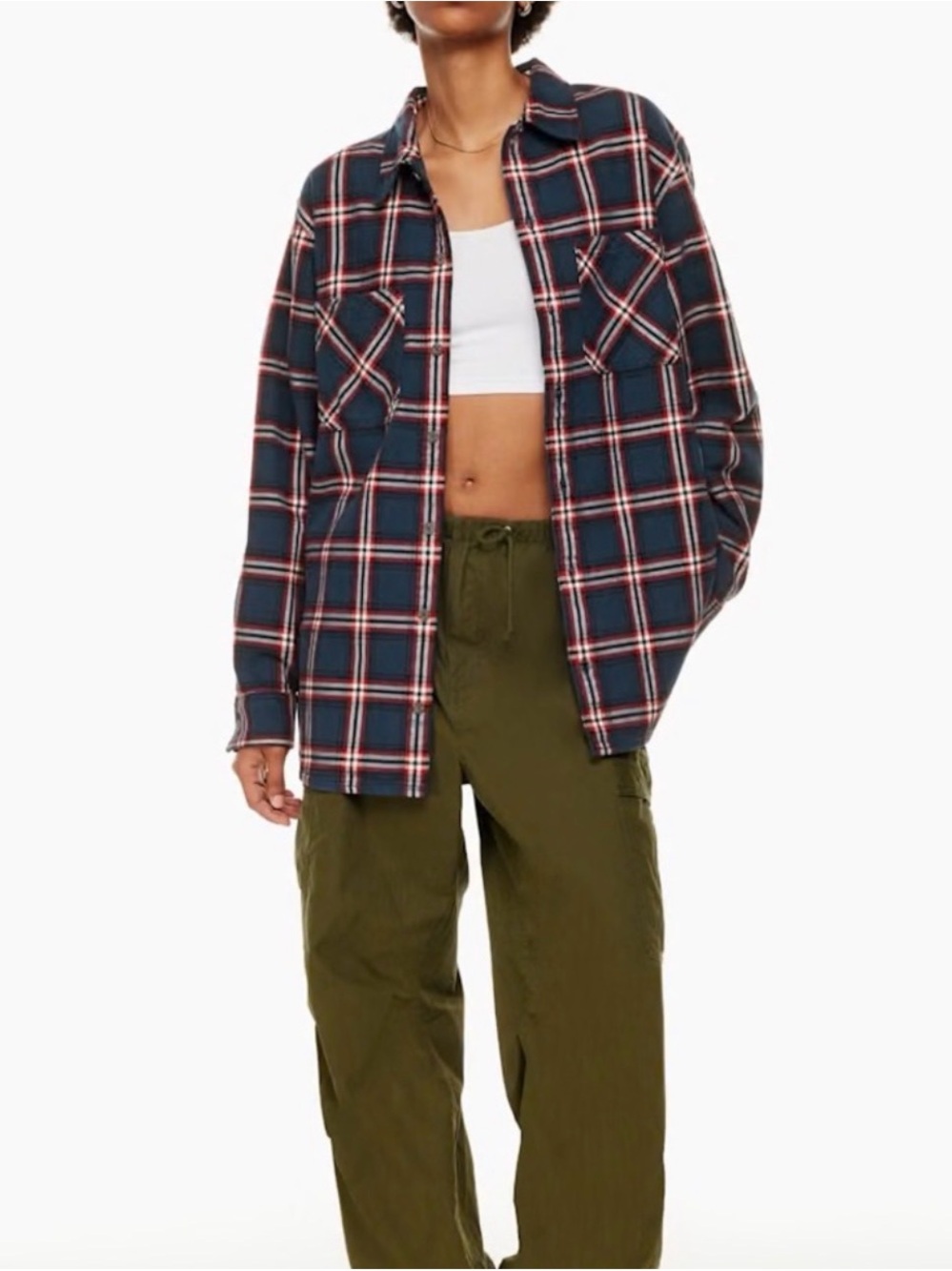 TNA Plaid Button-Up Shirt Jacket - Red/Yellow size 1